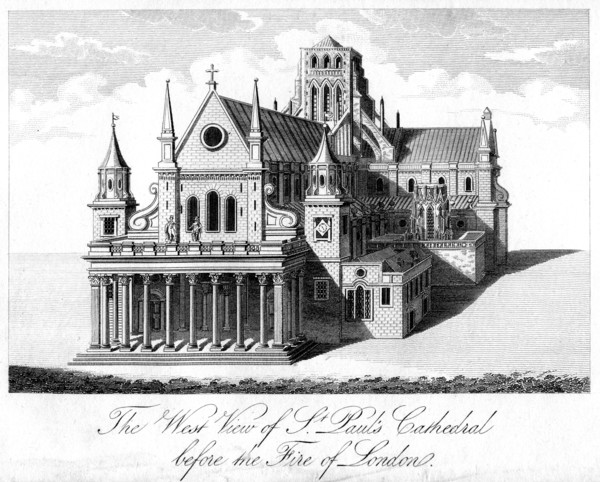 'The West View of St Paul's Cathedral Before the Fire of London'. Artist: Unknown