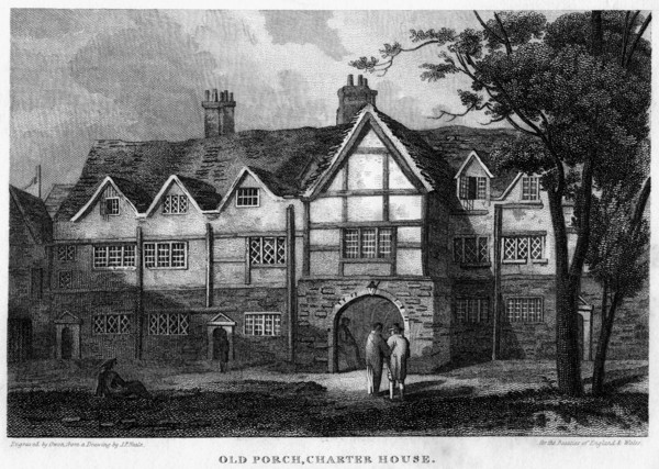 Old porch, Charterhouse, London, 1815.Artist: Owen