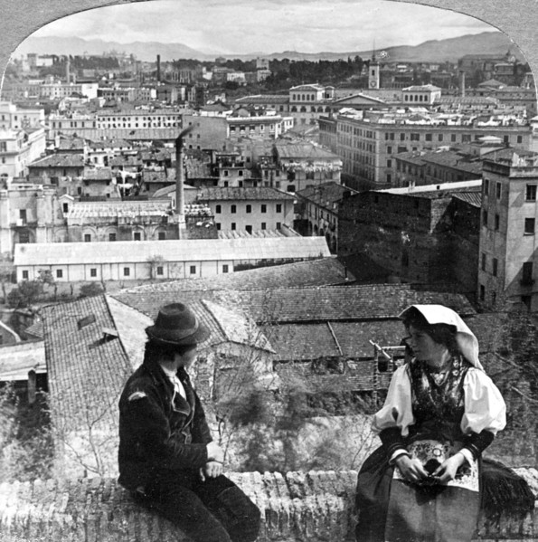 Aventine Hill and the Alban Hills, Rome, Italy.Artist: Underwood & Underwood