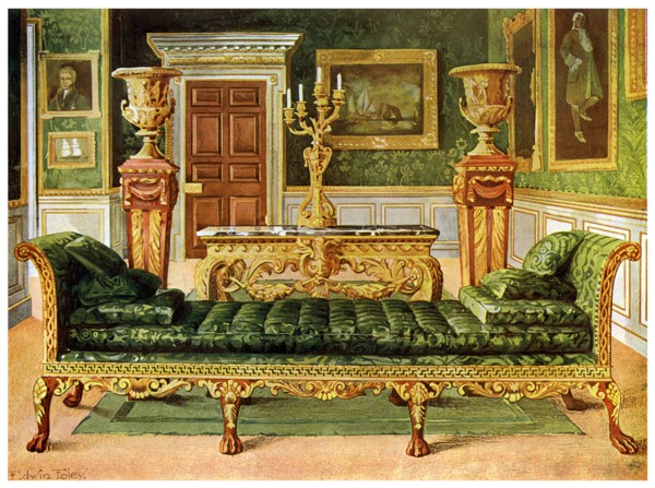 Mahogany and gilt Georgian suite, Longford Castle, Wiltshire, 1911-1912.Artist: Edwin Foley