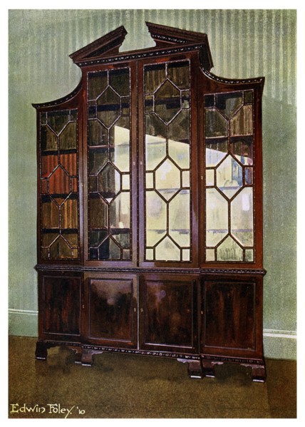 Carved Chippendale library bookcase, 1911-1912.Artist: Edwin Foley