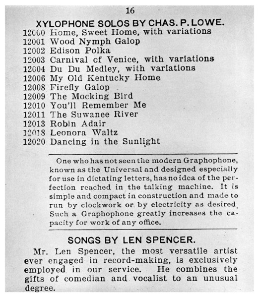 Page from the First Columbian Gramophone Catalogue, c1898 (1956). Artist: Unknown