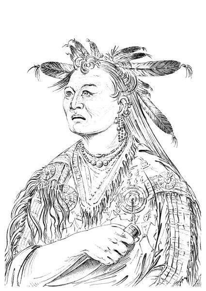 'The Bloody Hand', One of the chiefs of the Riccaree tribe, 1841.Artist: Myers and Co