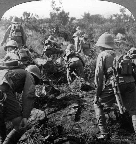 Scouts making their way through the forests of East Africa, World War I, 1914-1918.Artist: Realistic Travels Publishers