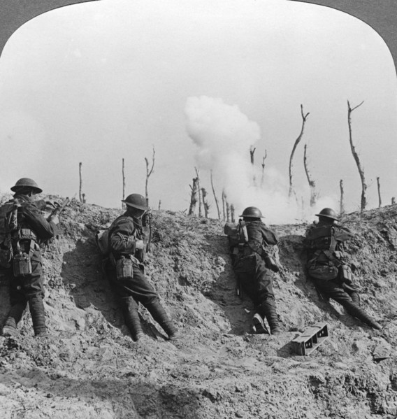 Battlefield scene, Passchendaele, Belgium, World War I, 1914-1918.Artist: Realistic Travels Publishers