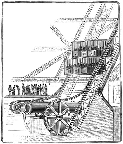 The well of the Roux Combaluzier elevator, Eiffel Tower, Paris, 1889. Artist: Unknown