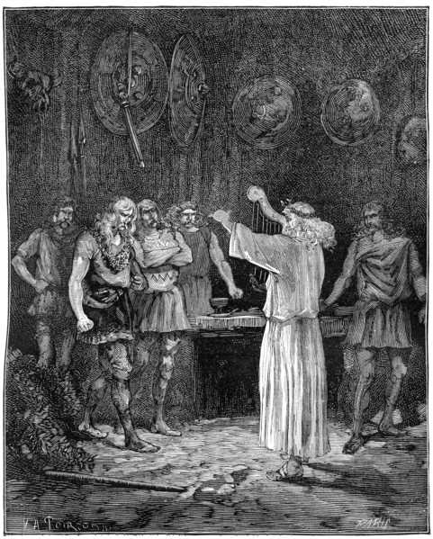 A bard reciting the noble traditions of the family, 1882-1884. Artist: Unknown