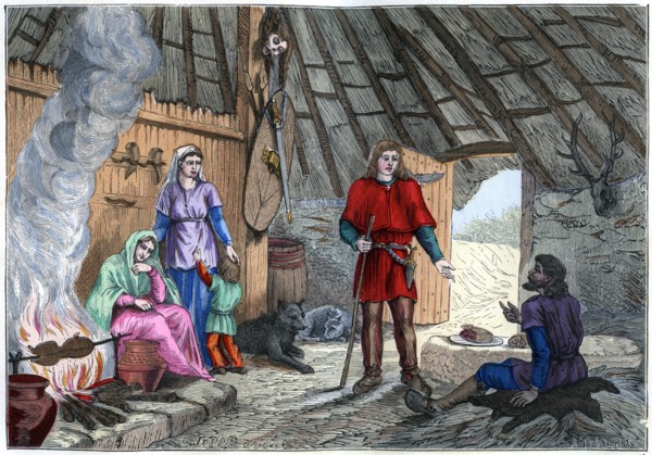 Interior of a Gaulish house, 1882-1884.Artist: A Tauxier