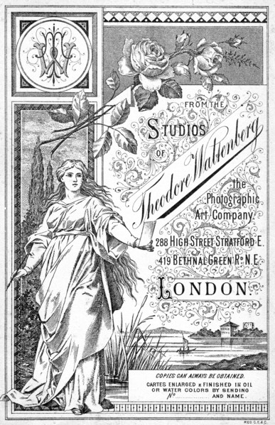 Back of a photograph promoting the studio of Theodore Waltenberg, c1890-1909(?). Artist: Unknown