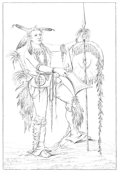 Sac or Fox brave, Rock Island, Upper Mississippi, 1841.Artist: Myers and Co
