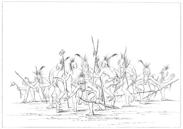 Discovery dance, Sac and Fox, Rock Island, Upper Mississippi, 1841.Artist: Myers and Co