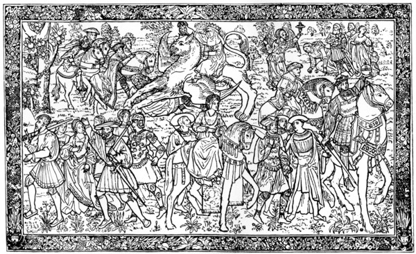 Historical and allegorical figures, tapestry at Hampton Court Palace, Richmond, London, 1930. Artist: Unknown