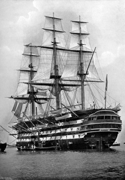 The training ship HMS 'St Vincent' at Portsmouth, Hampshire, 1896. Artist: Symonds & Co
