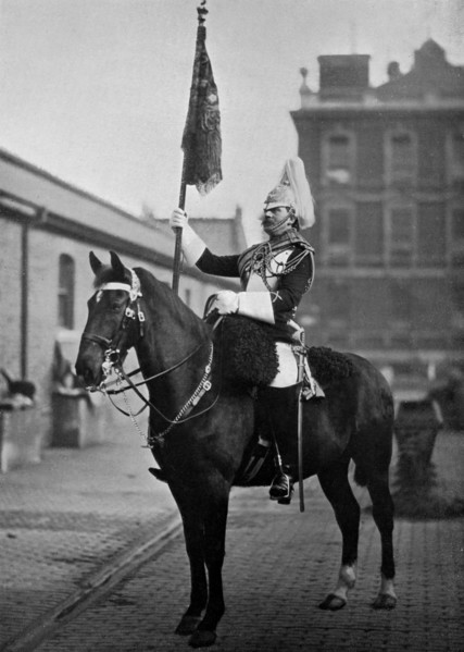 Squadron Corporal Major of the 1st Life Guards with standard, 1896.Artist: Gregory & Co