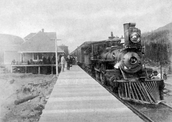 The first regular trans-continental train at Fernie, British Columbia, Canada, 1886 (1951). Artist: Unknown
