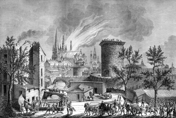 Fire at Saint Andre's Cathedral, Bordeaux, France, 25th August 1787 (1882-1884).Artist: Cosson