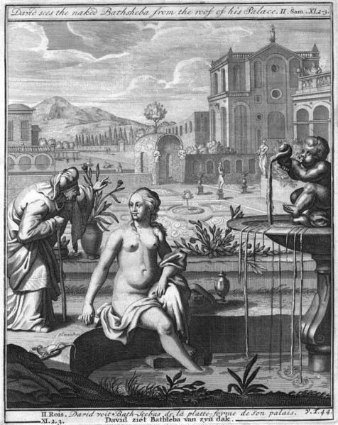 'David sees the naked Bathsheba from the roof of his palace'. Artist: Unknown