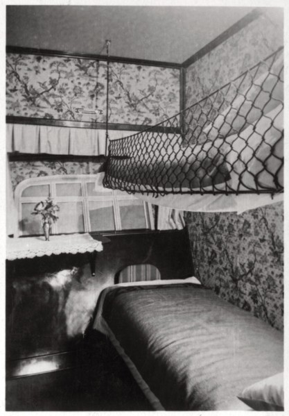 Passenger cabin at night, LZ 127 Graf Zeppelin, 1933. Artist: Unknown