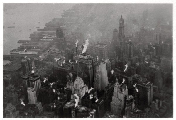 Aerial view of Manhattan, New York City, USA, from a Zeppelin, 1928 (1933). Artist: Unknown