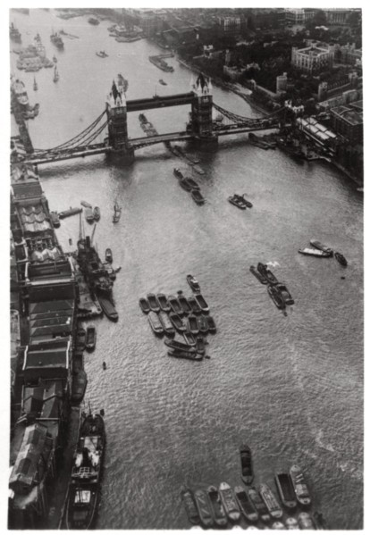 Aerial view of Tower Bridge, London, from a Zeppelin, 1931 (1933). Artist: Unknown