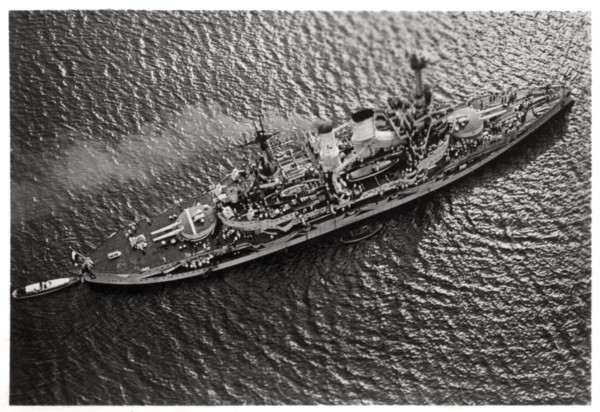Aerial view of the German battleship SMS 'Schlesien', from a Zeppelin, c1931 (1933). Artist: Unknown