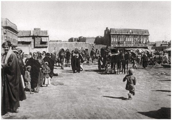 The bazaar square in Basra, Iraq, 1925. Artist: A Kerim