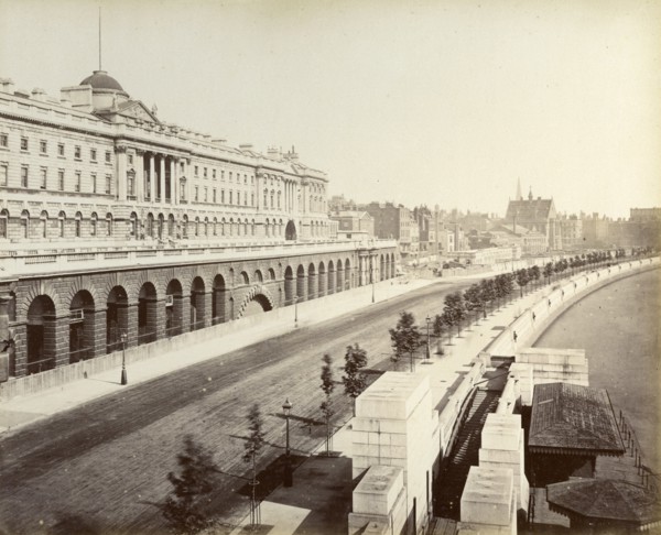 Victoria Embankment, showing Somerset House, London, 1887. Artist: Unknown