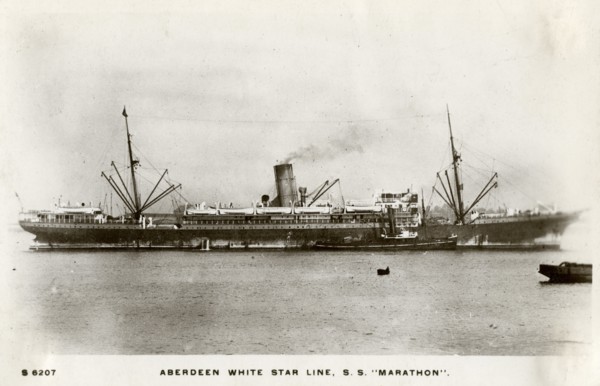 SS 'Marathon', Aberdeen White Star Line steamship, c1903-c1920(?).Artist: Kingsway