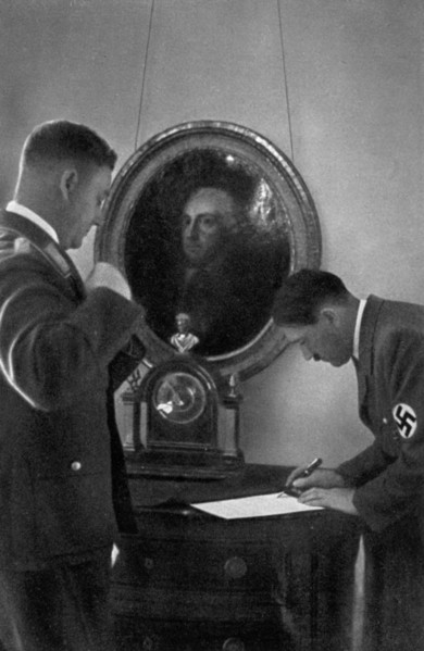 Adolf Hitler and Viktor Lutze, 1936. Artist: Unknown