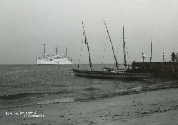 Steamship 'Atlantis' off Bathurst, Gambia, 20th century. Artist: Unknown