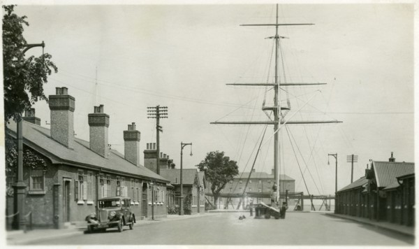 The quarterdeck, Royal Navy training establishment, Shotley, Suffolk, 1936. Artist: Unknown