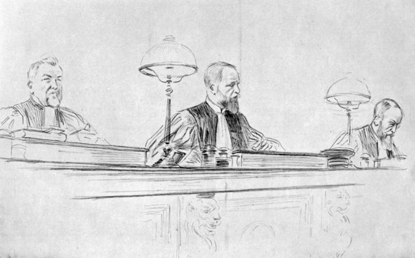 The judge, M de Valles, during the trial of Marguerite Steinheil, Paris, France, 1909. Artist: L Sabattier
