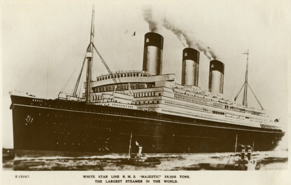 RMS 'Majestic', White Star Line steamship, c1920s.Artist: Kingsway