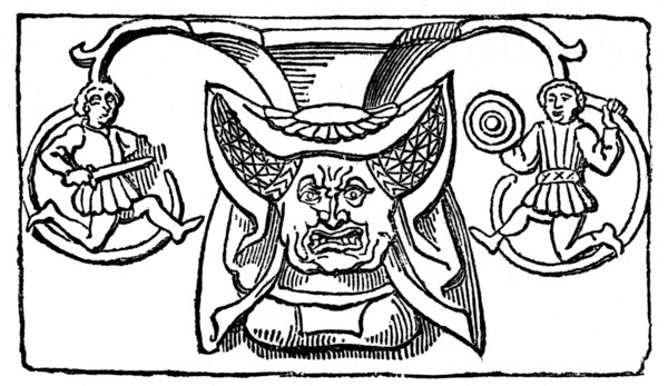 Carving of a woman wearing a horned headdress, 15th century, (1910). Artist: Unknown