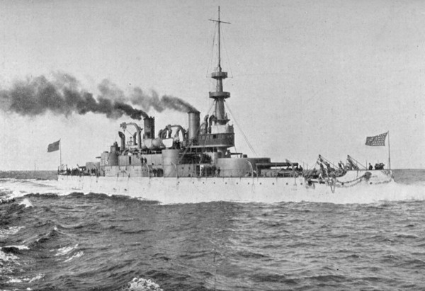 USS 'Indiana', American battleship, 1898.  Artist: W Rau