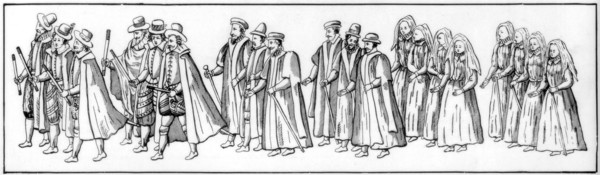 'The faithful subjects who led the procession at Elizabeth's funeral', 1603 (1901). Artist: Unknown