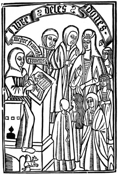 Title page to the Libre de les Dones of Cardinal Ximenes, Barcelona, 1495, (1964).  Artist: Anon