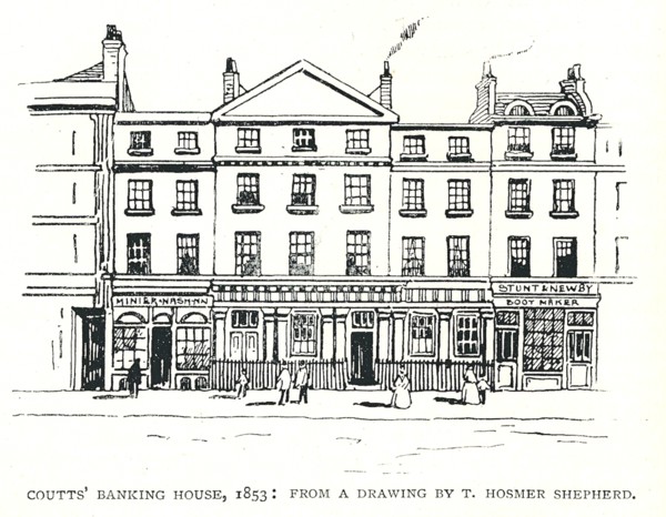Coutts' Banking House 1853 Artist: Thomas Shepherd.