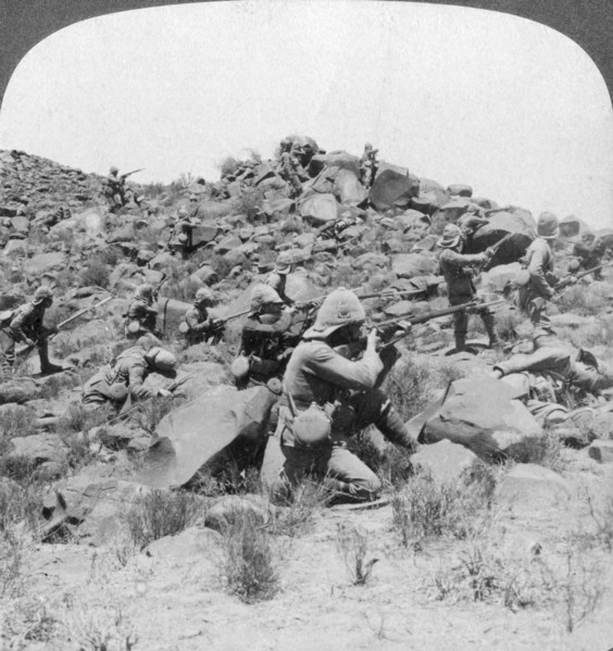British soldiers in action, South Africa, Boer War, 1901. Artist: Underwood & Underwood