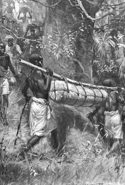 Bringing David Livingstone's body down to the coast, Africa, 1873. Artist: Unknown
