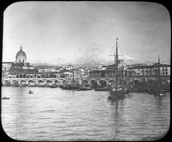 Catania and Mount Etna, Sicily, Italy, late 19th or early 20th century. Artist: Unknown