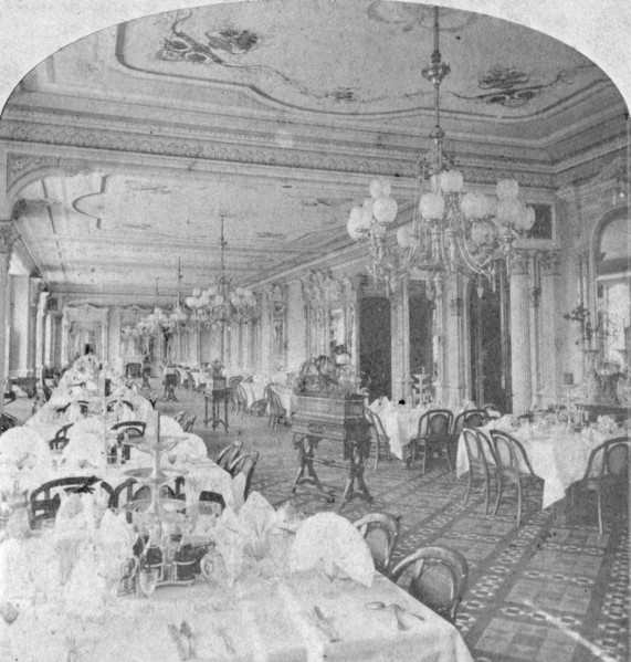 Dining room, Baldwin Hotel, San Francisco, USA, late 19th century.  Artist: Nesemann