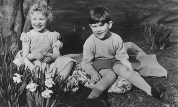 Prince Charles and Princess Anne as children at Balmoral, 28th September 1952.