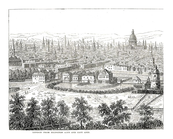 London from Islington City and East End. From a view by Canaletti, published 1753. Artist: Canaletto