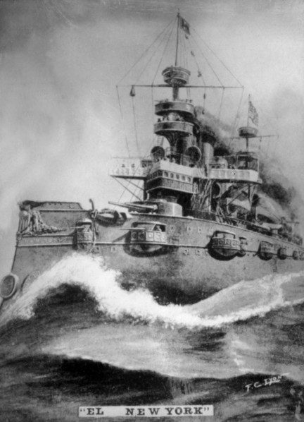 The New York battleship, (1898), 1920s. Artist: Unknown