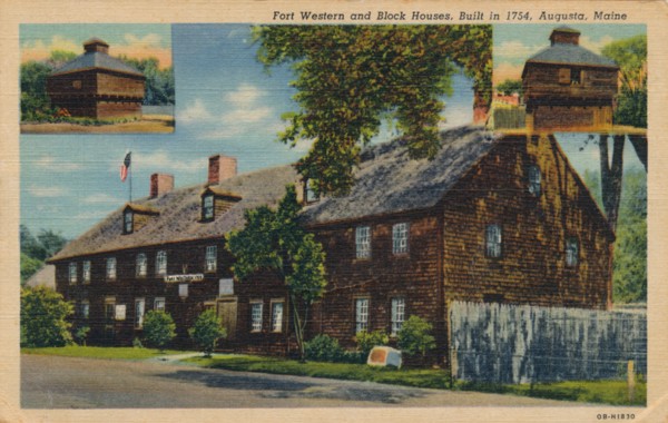 Fort Western and Block Houses, Augusta, Maine, 1920s. Artist: Unknown
