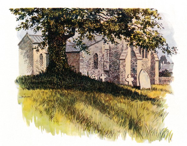 Churchyard at Tolpuddle showing James Hammett's grave, 1934. Artist: Unknown