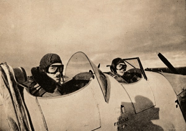 Starting on an instructional flight in a Miles Magister. The pupil is in the rear cockpit', 1940. Artist: Unknown