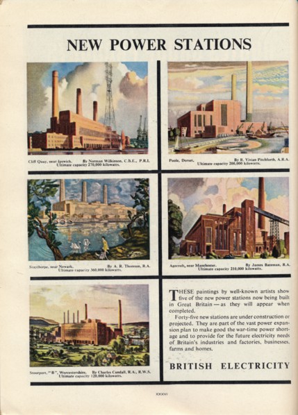 New Power Stations, advert for British Electricity, 1951. Artist: Norman Wilkinson