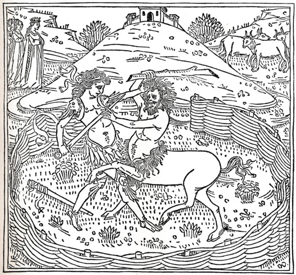 Theseus and the Centaur, Plutarch: Vitae Parallelae, 1491, (1917). Artist: Unknown
